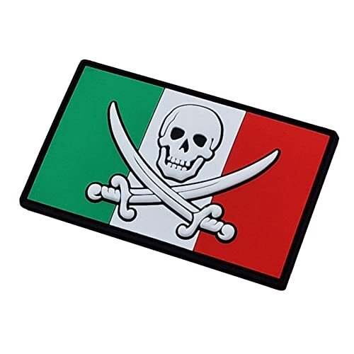 LEGEEON Jolly Roger Italia Flag Bandiera Pirate Italy PVC Rubber Patch (E0v)