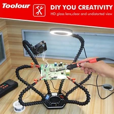 Toolour Soldering Helping Hands with 3X Magnifer, LED Light & USB Smoke Fan