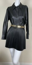 NWT Express Black Faux Leather Pleated Short Skirt