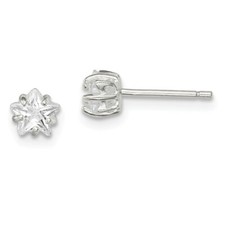 .925 Sterling Silver Mini 5mm Star CZ Stud Earrings Children's Jewelry