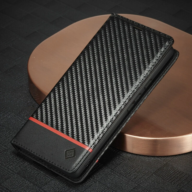 Carbon Fibre Wallet Case Slim Leather Flip Cover for Google Pixel 9A/9/10 Pro XL - Image 2 of 4