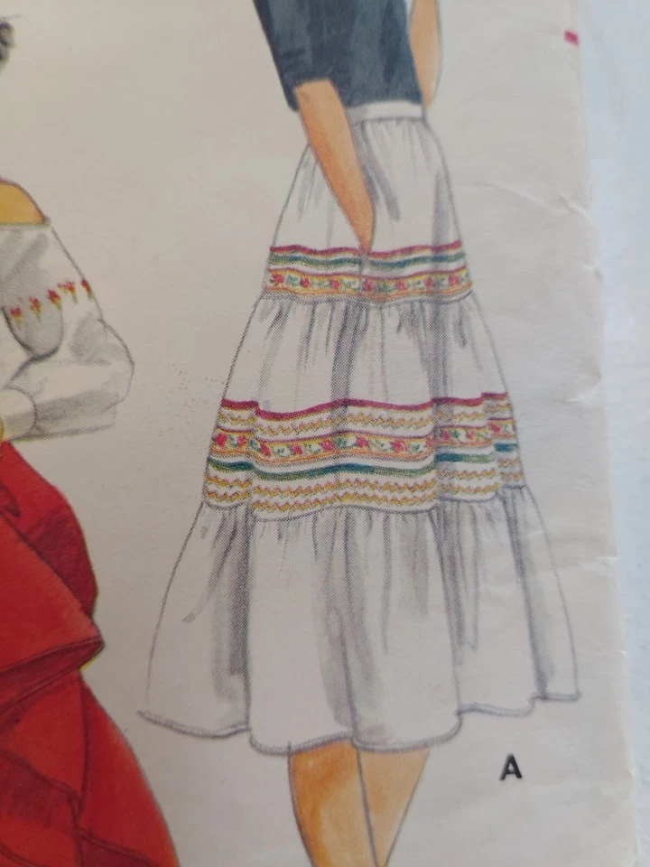 Skirt tiered Dirndl Full 25" W Butterick 5671 Sewing Pattern VTG Cut Prairie - image 4 of 4
