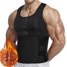 Mens Waist Trainer Vest Body Shaper Compression Shirt Tank Top Fitness Fat Burn