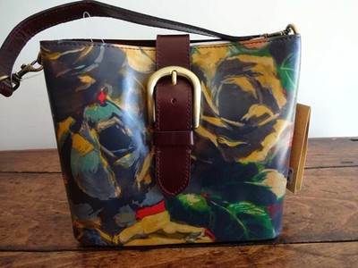 PATRICIA NASH Winter Bloom ROSE FLORAL Irving LEATHER Crossbody BUCKET BAG