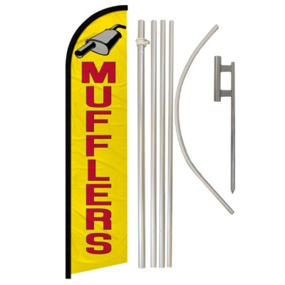 Mufflers Windless Banner Swooper Advertising Flag Pole Kit Auto Parts Mechanic