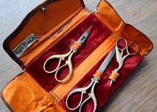 Vintage Clauss USA & SEC/Solingen Scissors in leather case