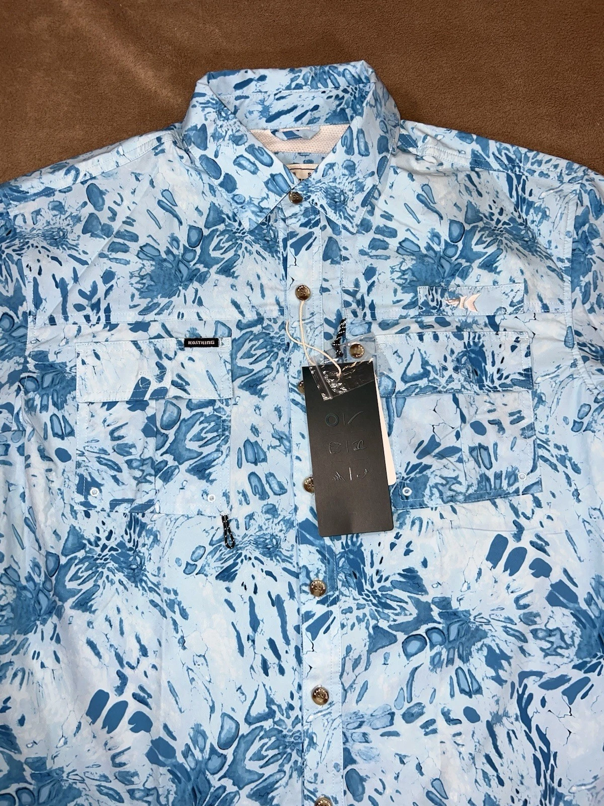 Kastking Shirts Men’s Small Blue Fishing Vented Performance UPF 50 Button New