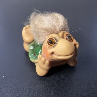 RARE Vintage Dam Things 1964 Turtle Troll w/White Long Hair