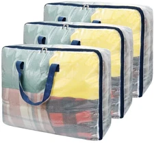 Clear Storage Bags with Zipper 75L Extra Large Capacity - Closet Underbed