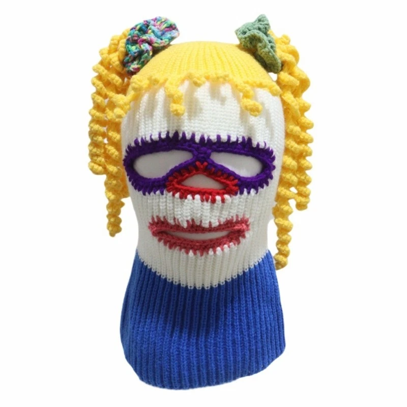 Fun Clown Balaclava Hat Novelty Face Mask Caps Pullover Hat for Skiing Hiking