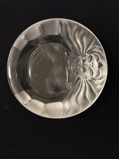 Lalique France Crystal Lion Head Ashtray Tete...