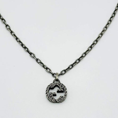 Gucci Interlocking G Arabesque Gravur Anhänger Halskette Sterling Silber 925 - Bild 3 von 13