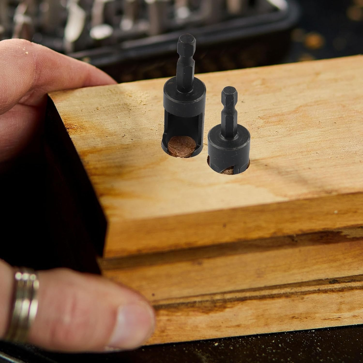 8 Pack Wood Plug Cutter Drill Bit Set, Straight and Tapered Taper Cutting Tool 1