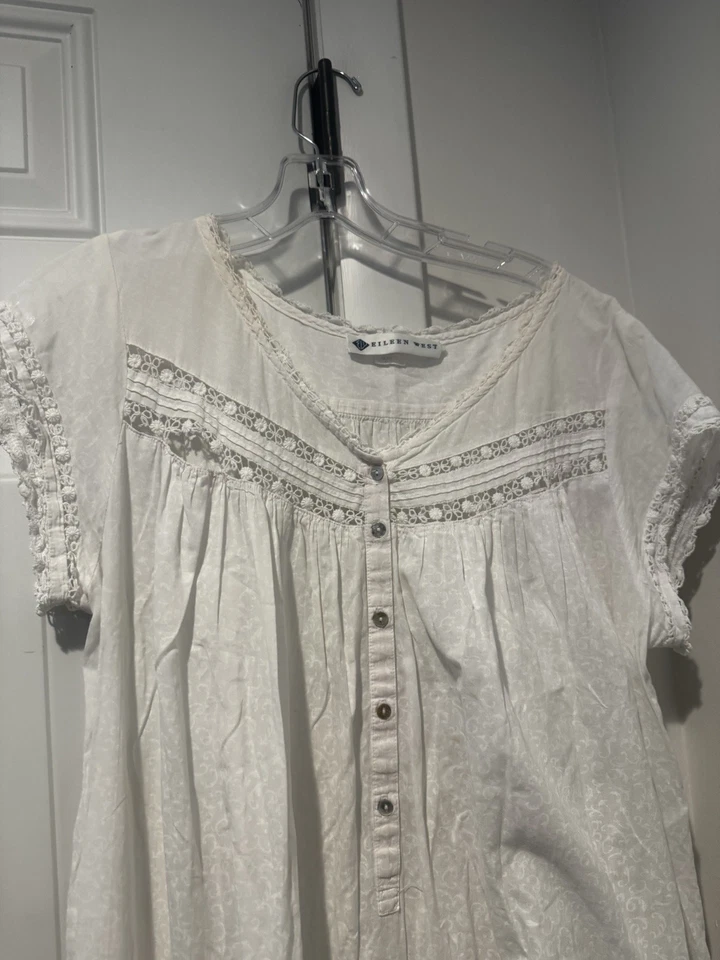 Camisón largo vintage Eileen West para mujer sin mangas tonal cachemira desplazamiento M Foto 3 de 4