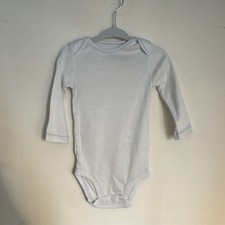 Carter's 9M White Blue Striped Cotton Knit Long Sleeve Snap Bodysuit One piece