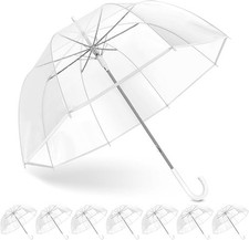 8 Pack Clear Bubble Umbrellas,34  x32.5 Long  Rain,Wedding, Firm/Durable/Dome/Golf