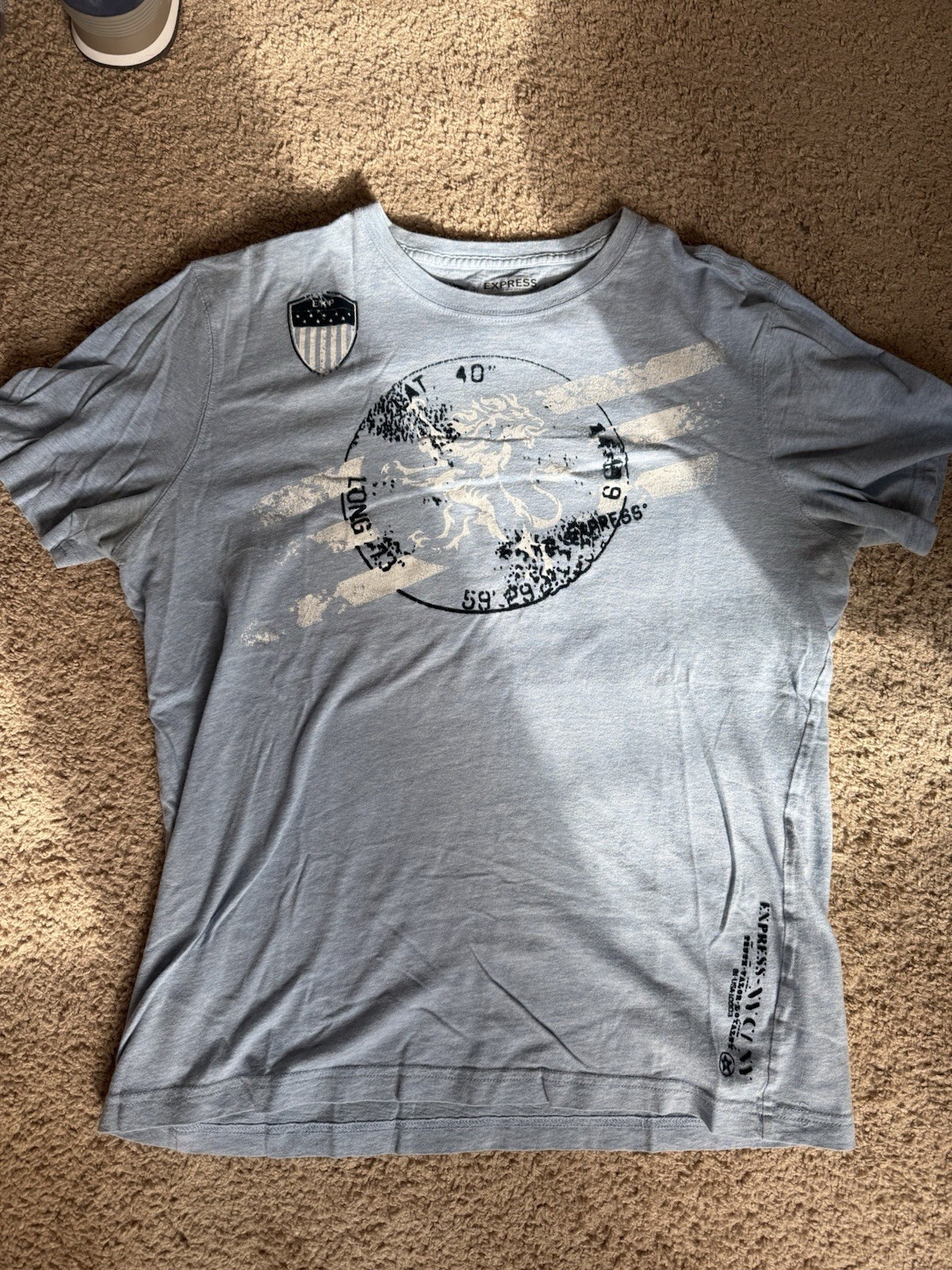 Express Men's Large Graphic Print T-Shirt Blue