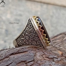 Red Yemeni Aqeeq Handmade Natural Agate Ring Unique Elegant Jewelry