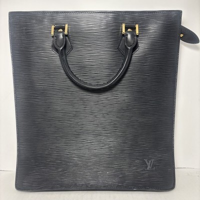 Louis Vuitton Sac Plat PM Black Epi Leather Vintage Tote Handbag Luxury