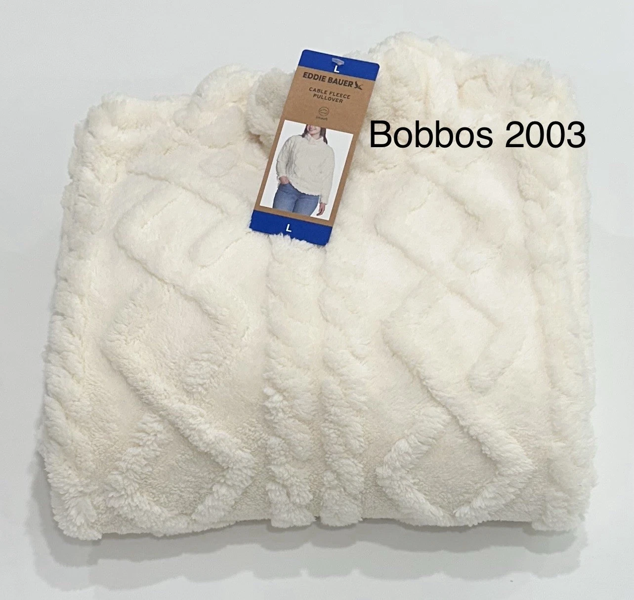 Eddie Bauer Women's Ultrasoft Cable Fleece Pullover, Ivory, Size L
