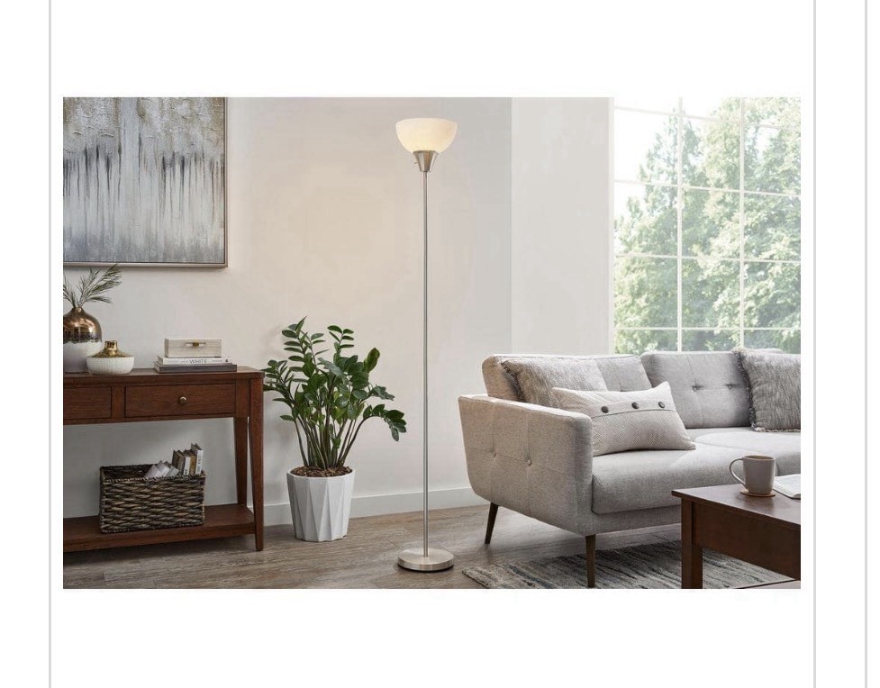1-light Torchiere Floor Lamp With Plastic Shade