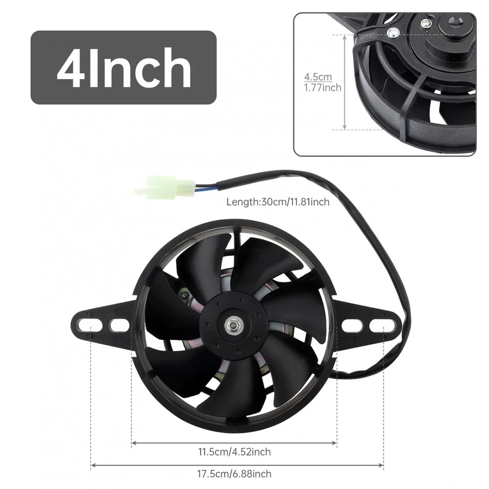 Motorcycle Radiator Cooling Fan Oil Cooler Water Cooler Electric Fan 4inch 5inch - Image 2 of 4