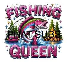 20oz Sublimation Tumbler Wrap Fishing Queen Ready To Press Heat Transfer