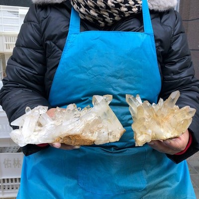 4.18LB 2pcs Natural Clear white quartz crystal cluster Mineral specimen healing