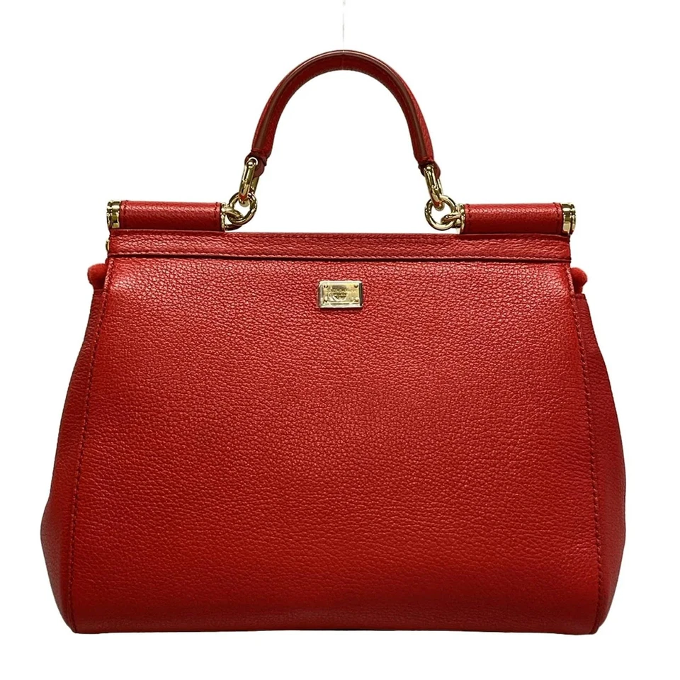 Auténtico Bolso de Mano DOLCE&GABBANA Sicilia Rojo Amarillo Multi Cuero Foto 3 de 4