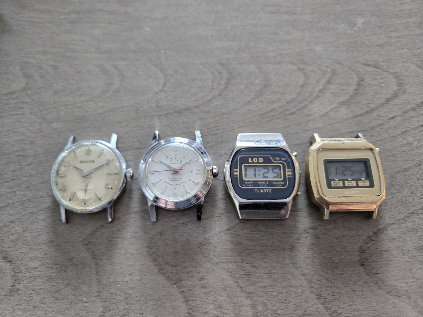 Vintage Watch Lot Of 4 For Parts Or Repair Digital LCD Analog Selfwinding TI