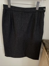 Vintage Valentino Boutique Made In Italy Gray Wool Pencil Skirt Pleated Size 10