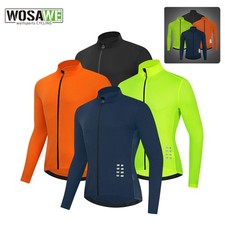 WOSAWE Men's MTB Cycling Long Sleeve Jerseys Breathable Road Bike Shirt Full Zip