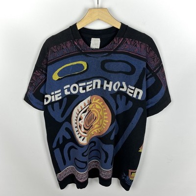 Vintage Die Toten Hosen Rock Band All Over Print Rare T Shirt 90 s Black...