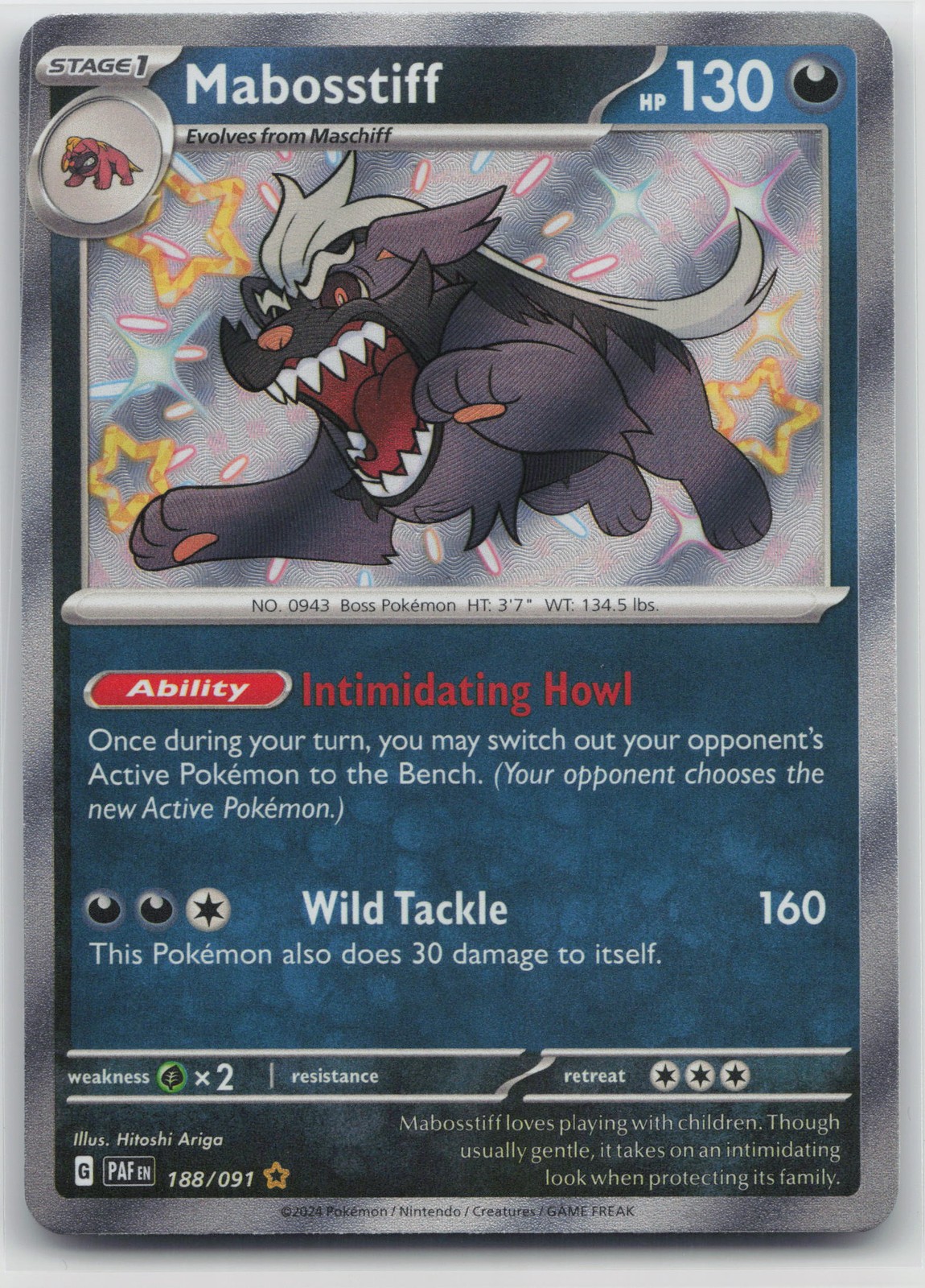 Mabosstiff - Shiny Rare SV: Paldean Fates 188/091 NM