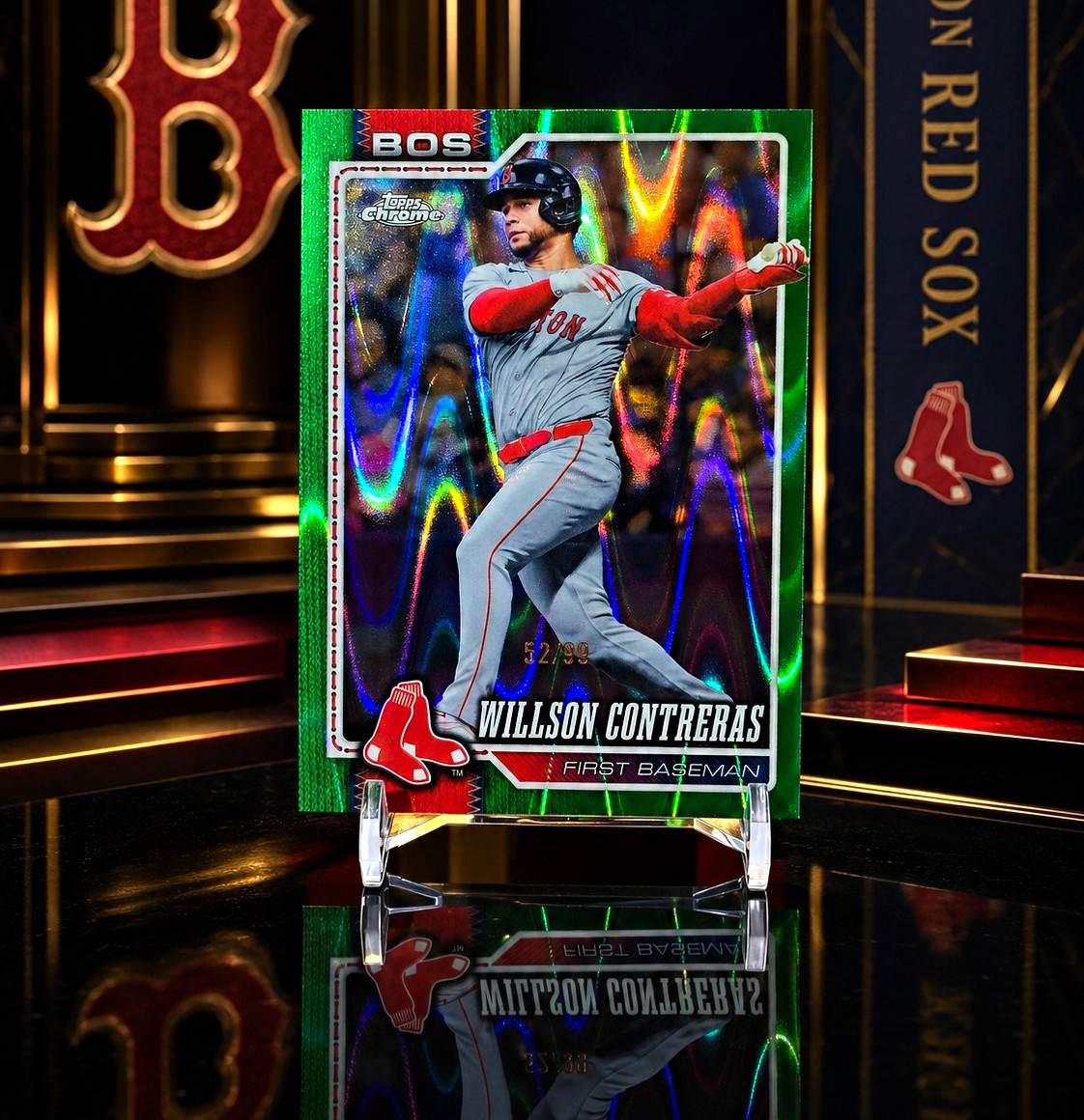 2026 Topps Chrome Willson Contreras Green Wave Refractor /99 #280 Red Sox