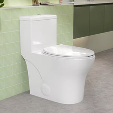 12 In. Rough in 1-Piece 1.1/1.6 GPF Dual Flush Elongated White round Toilet with