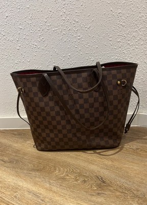Louis Vuitton Neverfull Damier Ebene   rotes Innenfutter   Original
