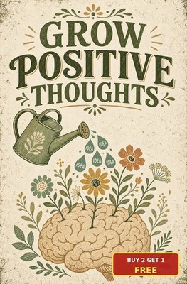 Grow Positive Thoughts Green Boho Botanical Leaves Metal Tin Sign