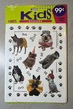 Vintage 1990  s Dogs Puppies Dressed Up Stickers Set Of 4 Sheets Hallmark Cards