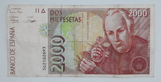 1992 Banco De España SPAIN 2000 Spanish Pesetas Banknote No 5U 2102693 P 164