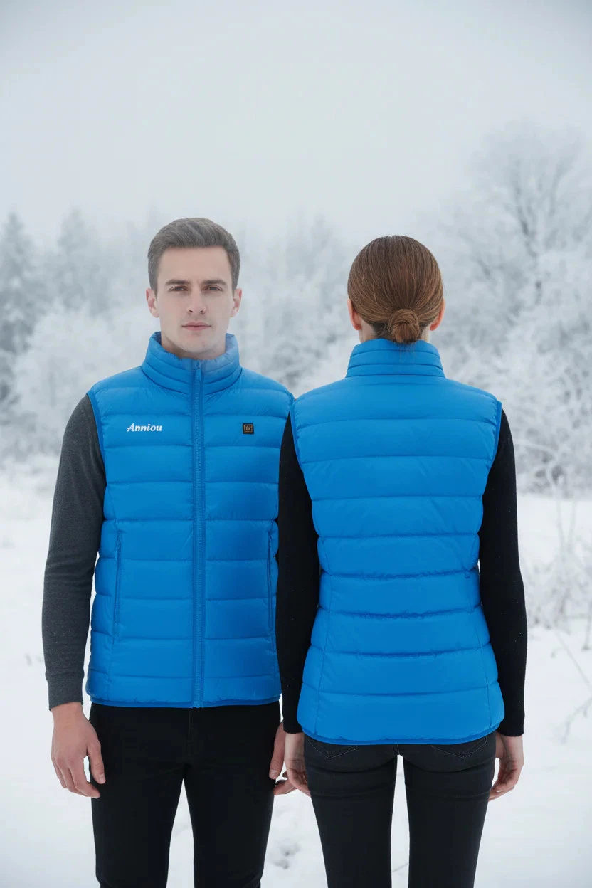 Heated Duck Down Vest - 5 Heat Zones Waterproof Breathable Winter Outdoor Jacket