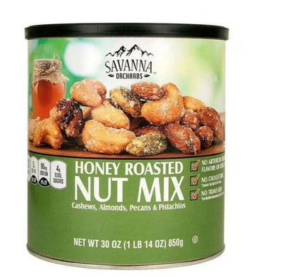 Savanna Orchards Honey Roasted Nut Mix Cashew/Almonds/Pecans 30 Oz EXP  11/2027