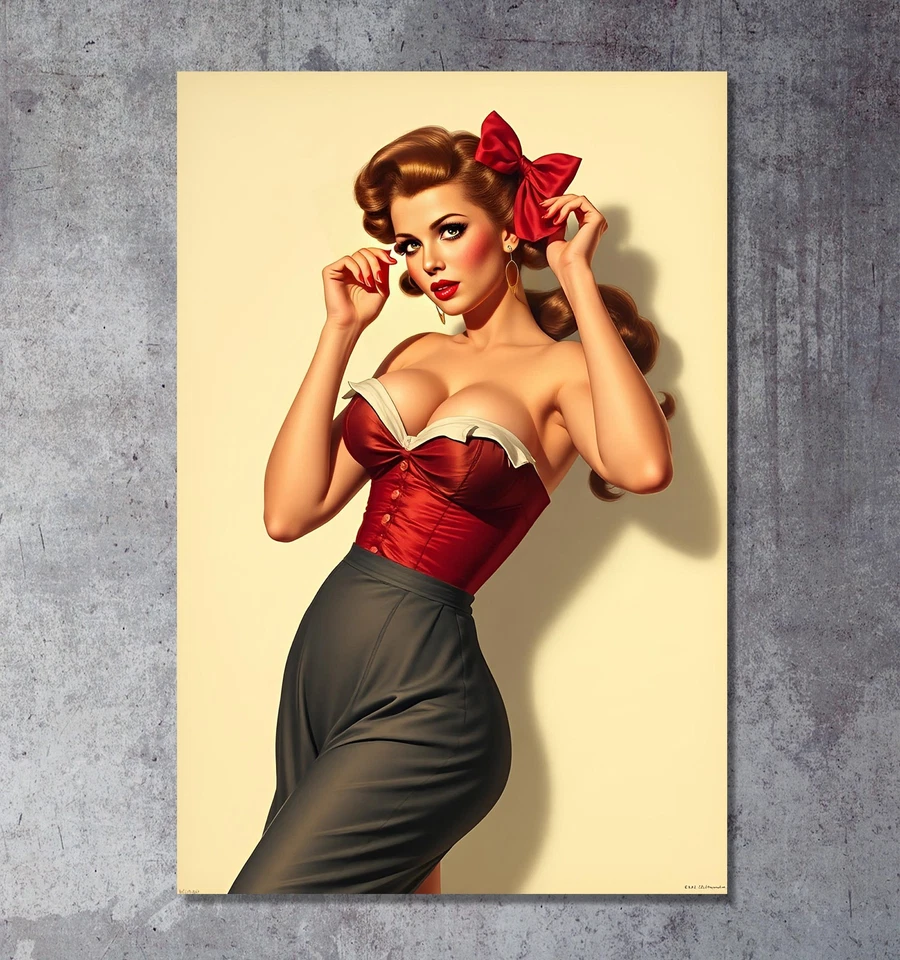Estampa Pin Up Girl Gil Elvgren Style pronta para pendurar - Imagem 3 de 4