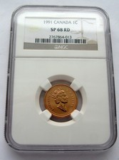 1991 CANADA ONE CENT - NGC - SP 68 RD