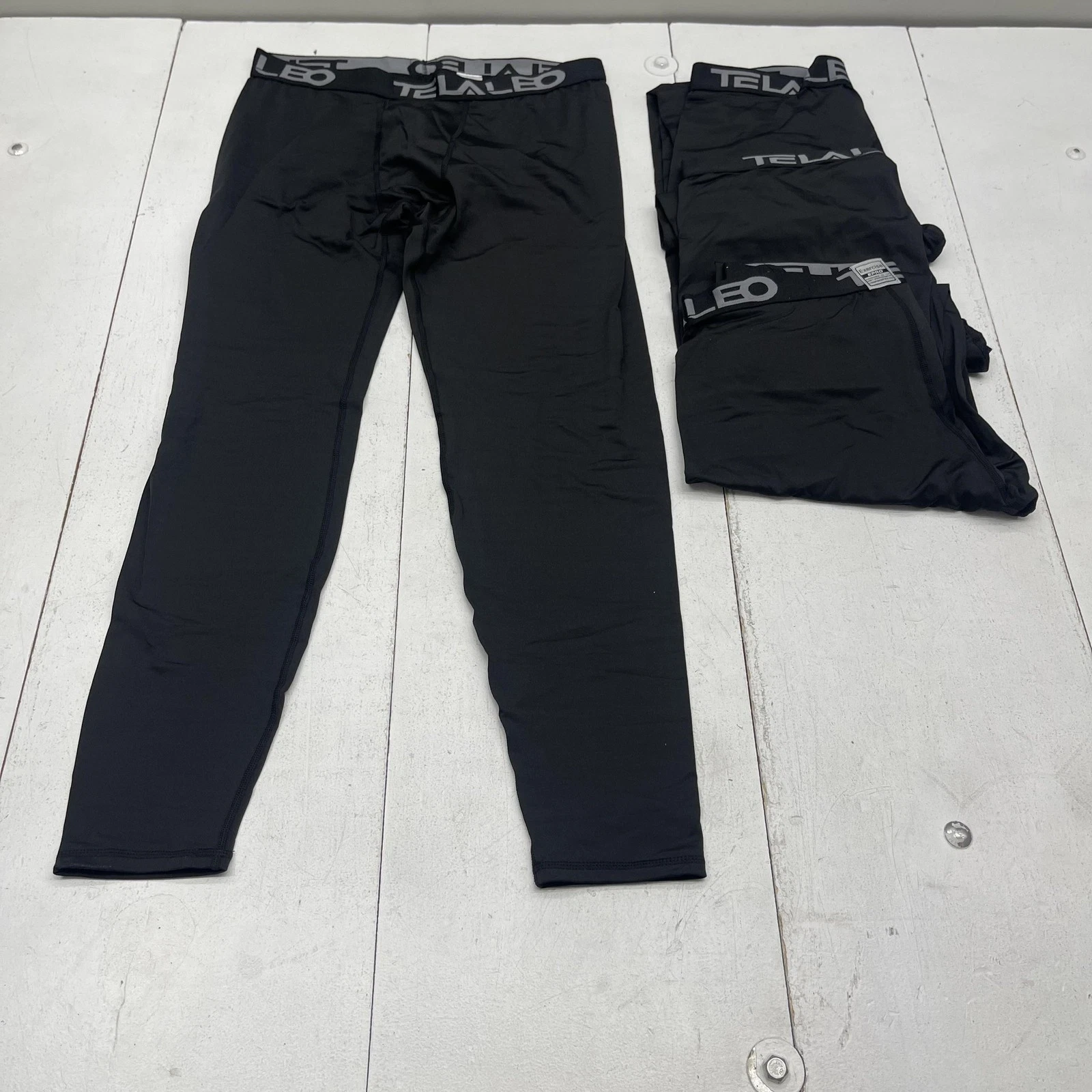 Telaleo Pants Mens 2XL Black Thermal Compression Baselayer Leggings Set Of 4