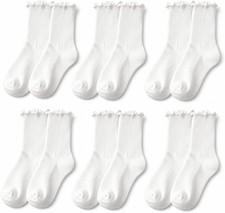 6 Pairs Toddler Ruffle Socks for Girls, Soft Cotton Blend Ankle Socks Cute