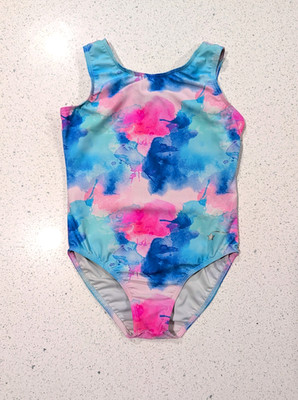 BEAUTIFUL Destira Gymnastics Dance Leotard Large PINK BLUE TEAL TieDye Tie Dye