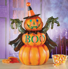 Lighted Pumpkin In Witch Costume Tabletop Centerpiece 14"H. USE YEAR AFTER YEAR