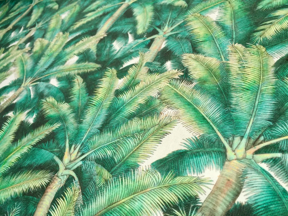 PALMS Palm Leaf Tree Fabric Tropical Leaves Curtain Material -136cm wide Green - Image 4 of 4