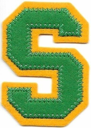 1 3/4" x 2 1/2" Green Yellow Block Letterman's Letter S Felt Patch - 第 1/1 張圖片